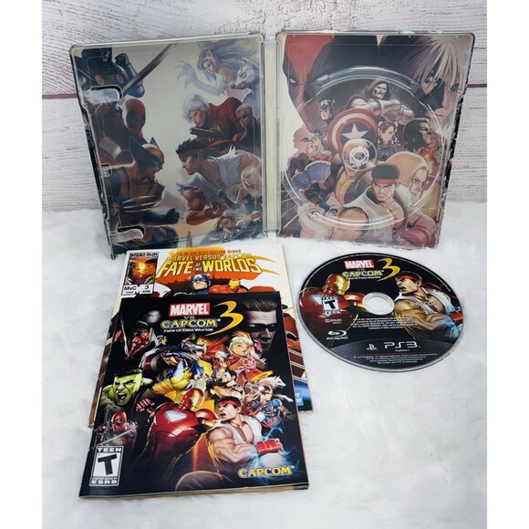 Marvel Vs Capcom 3 Fate of Two Worlds (PS3, 2011) Special Edition Steelbook USED - Picture 8 of 9